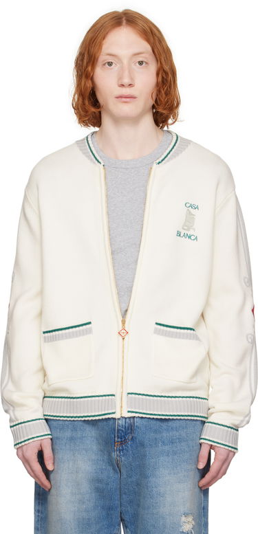Sveter Casablanca Casablanca Casa Club Bomber Jacket Biela | MPS25-KW-879-01, 0