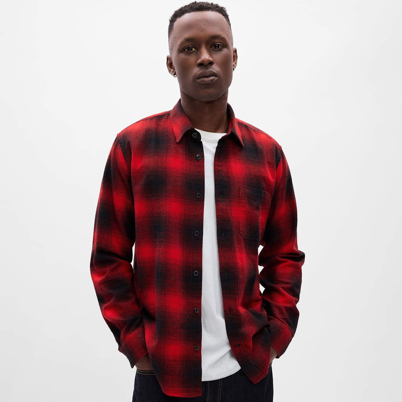 Shirt Flannel Shirt Red Black Plaid XXL