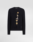 Wool Round-Neck Sweater With Jeweled Buttons