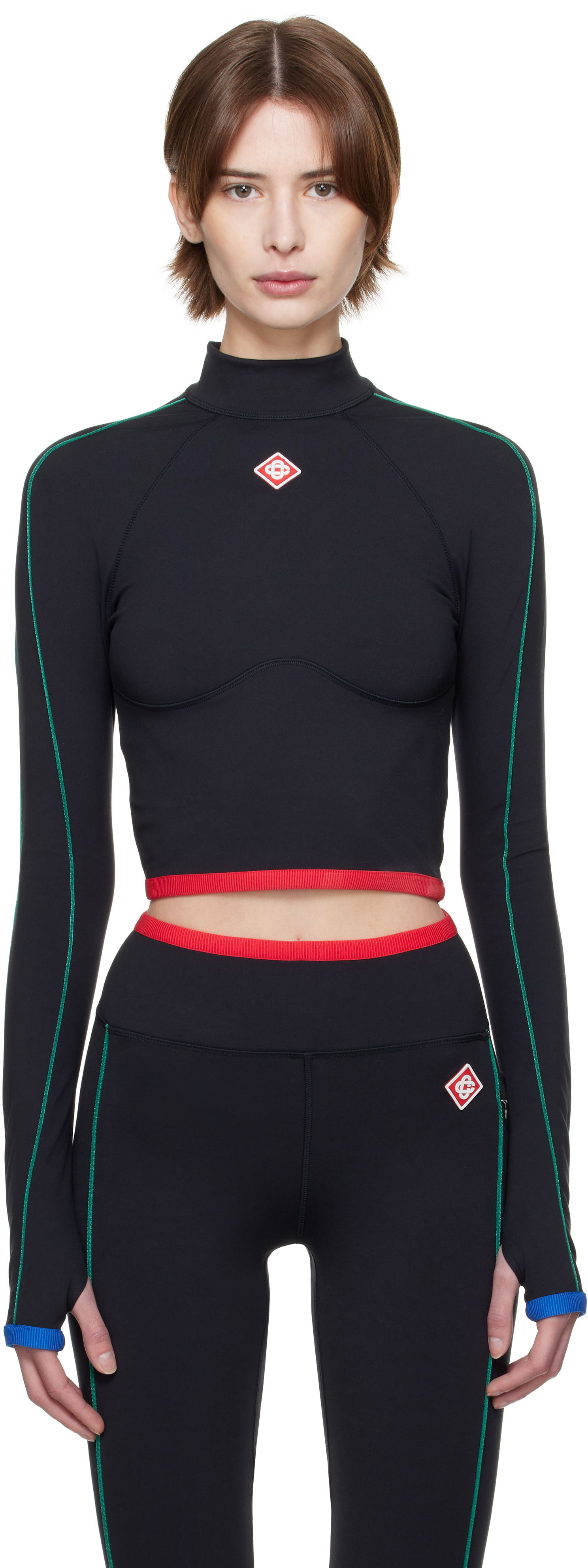Crop Top Casablanca Casablanca Raglan Sleeve Sport Top Čierna | WPS25-ACT-027-01, 0