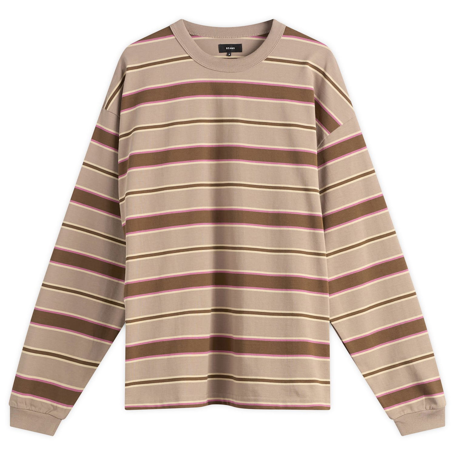 Tričko BEAMS BEAMS Loose Long Sleeve Stripe T-Shirt Hnedá | 1114-0491-803-24, 1