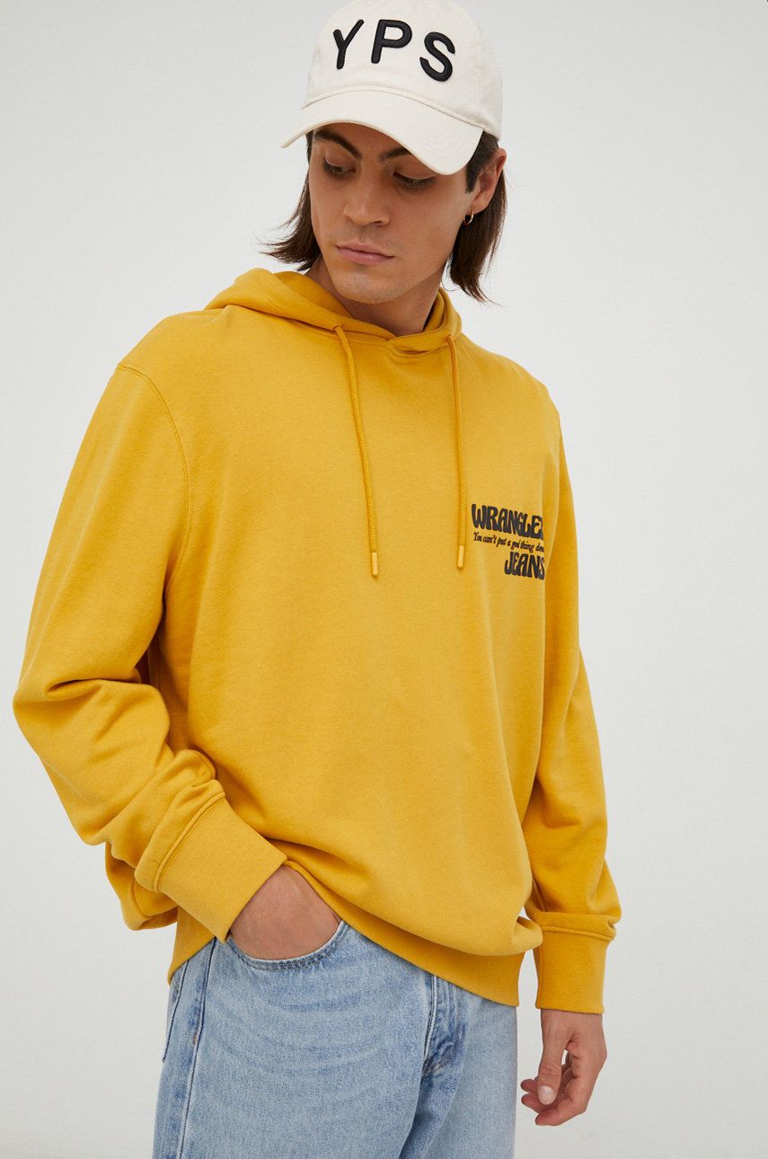 Mikina Wrangler Slogan Hoodie Žltá | W666ILX5O, 0