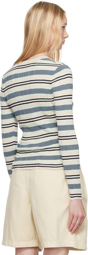 Sveter MAISON KITSUNÉ Maison Kitsuné Fine Rib Striped Cardigan Rôznofarebný | OW00505KT1122, 2