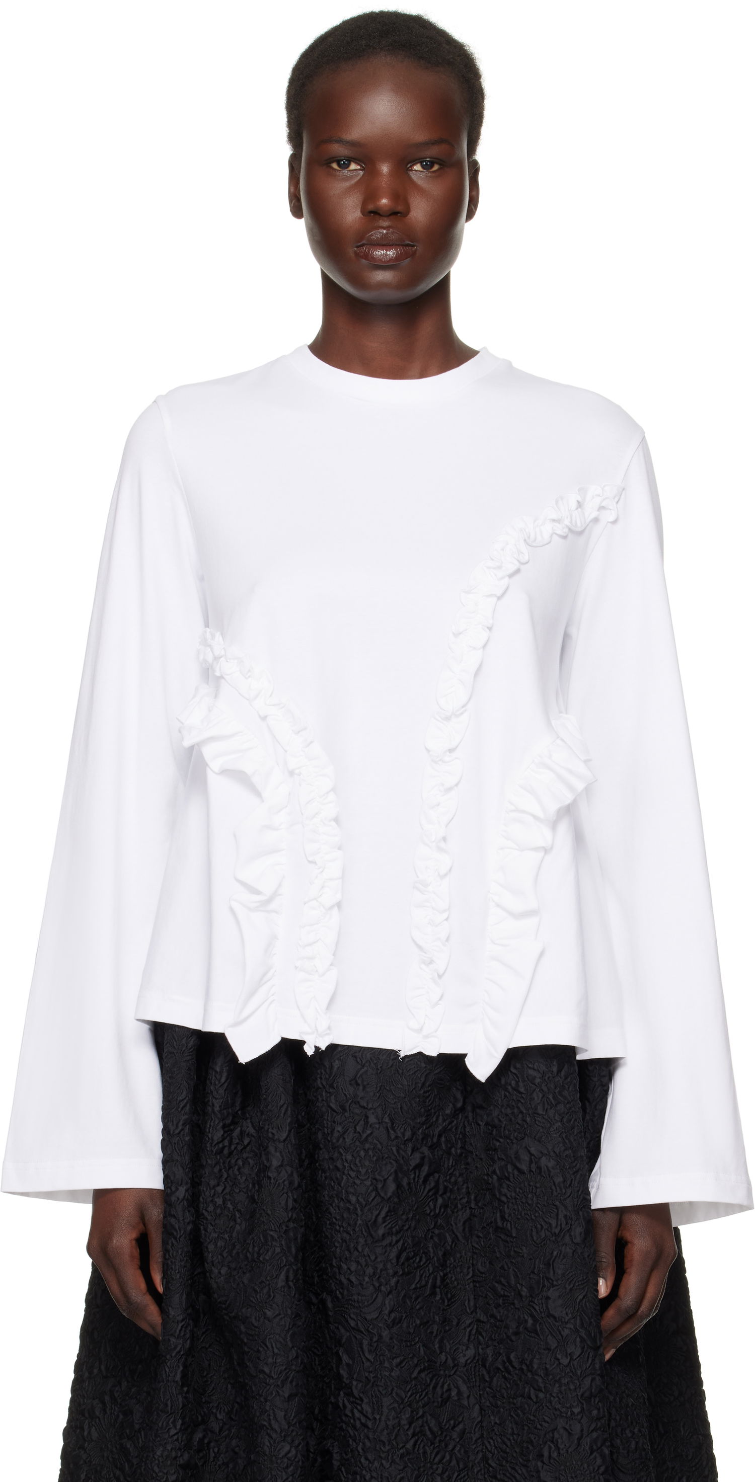 Sveter Cecilie Bahnsen Cecilie Bahnsen Alva Ruffle Sweatshirt Biela | 4.24RTW11004 ALVA T-SHIRT, 0