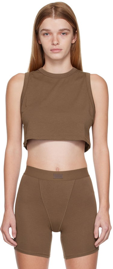Tielko SKIMS SKIMS Boyfriend Sleep Crop Tank Top Hnedá | Ap-tnk-1372, 0