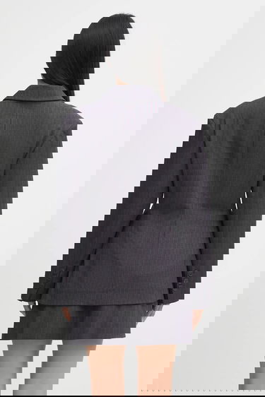 Bunda GANNI Asymmetric Pinstripe Blazer Šedá | W0578, 2