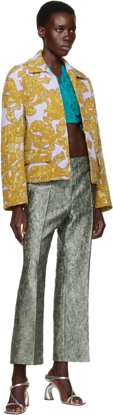 Nohavice Dries Van Noten Dries Van Noten Cropped Viscose Trousers Zelené | 251-010924-1428, 3