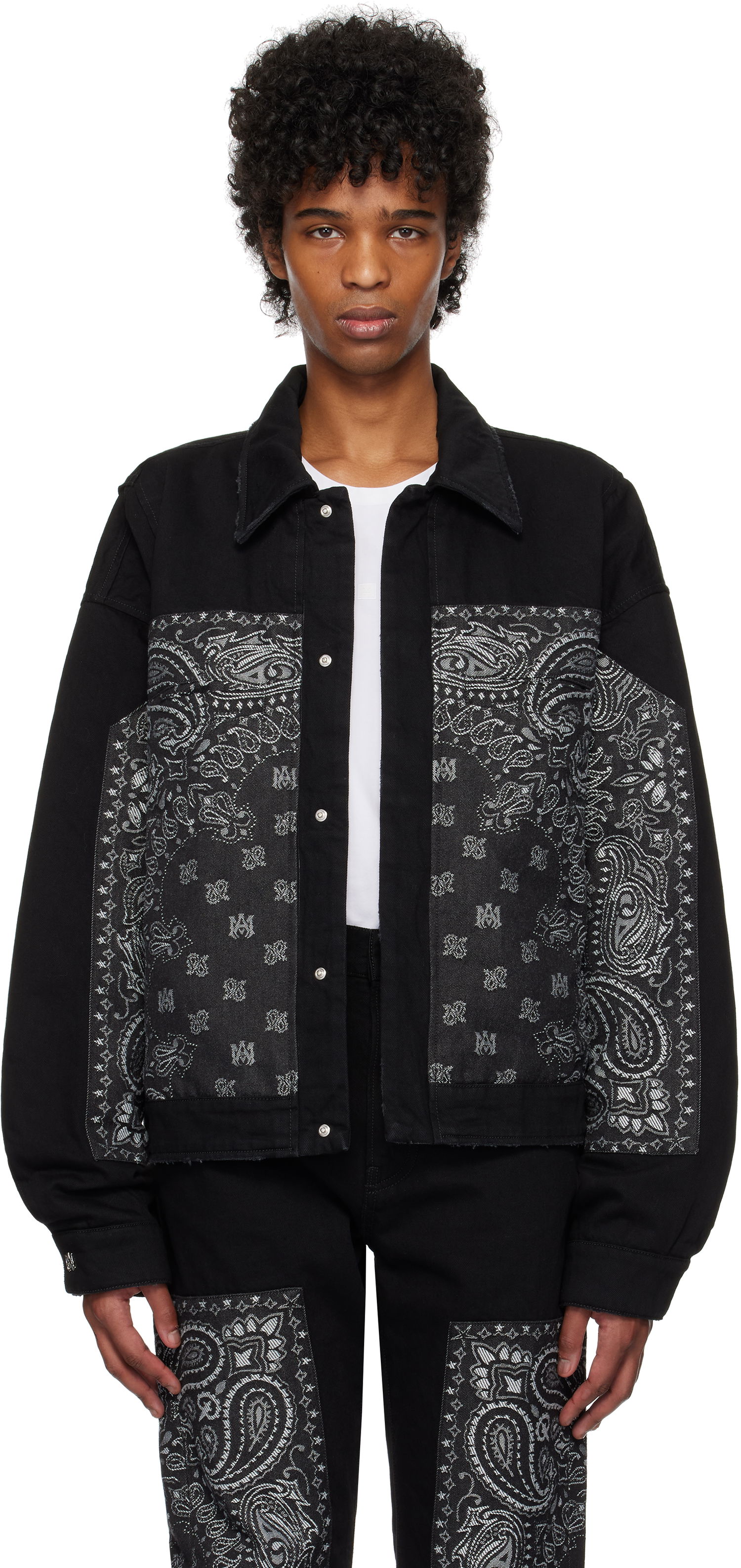 Bunda AMIRI AMIRI Bandana Jacquard Denim Jacket Čierna | AMDNBN1007, 0