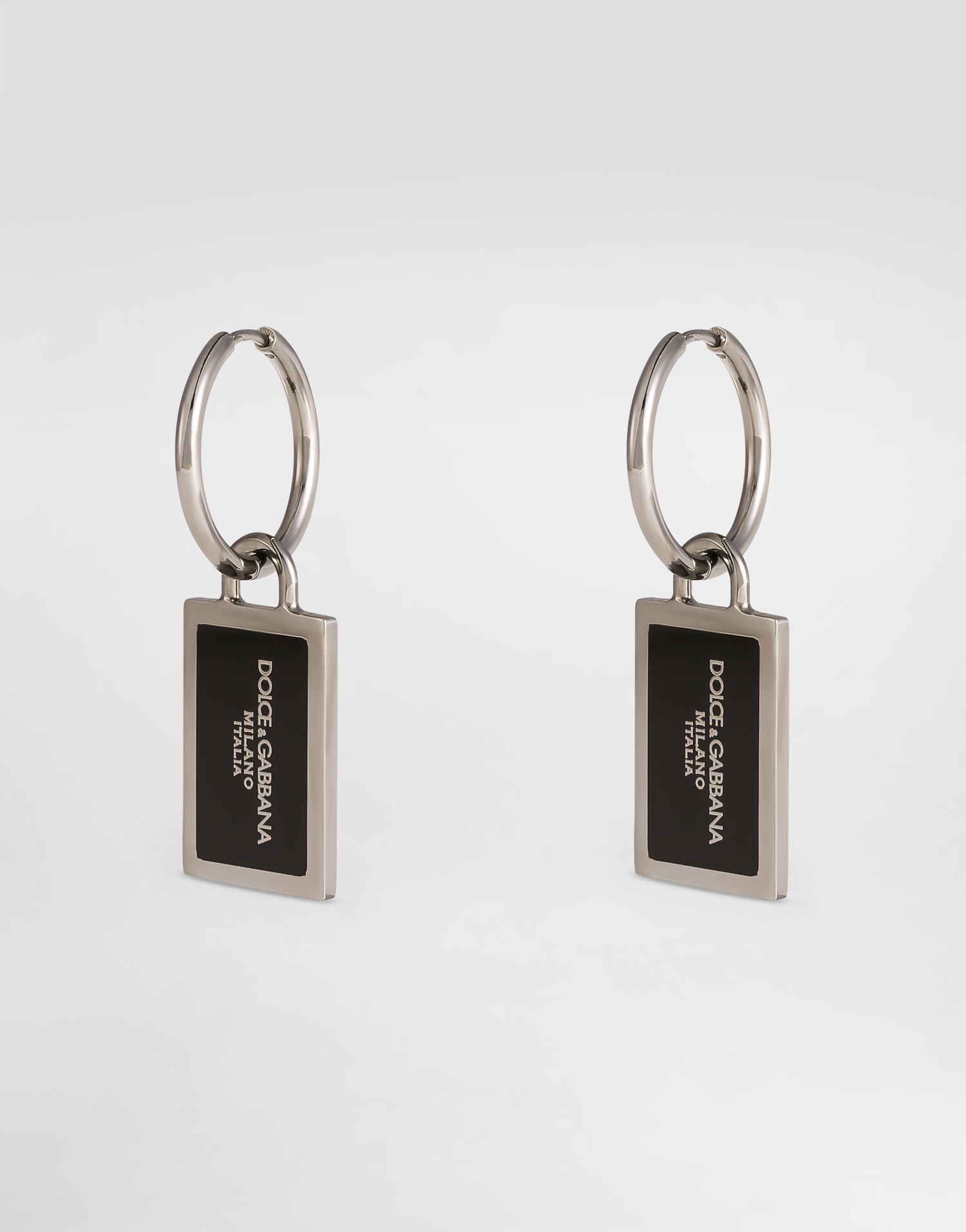Náušnice Dolce & Gabbana Dolce & Gabbana Logo Enamel Creole Earrings Metalická | WER1D1W1111G7657, 0