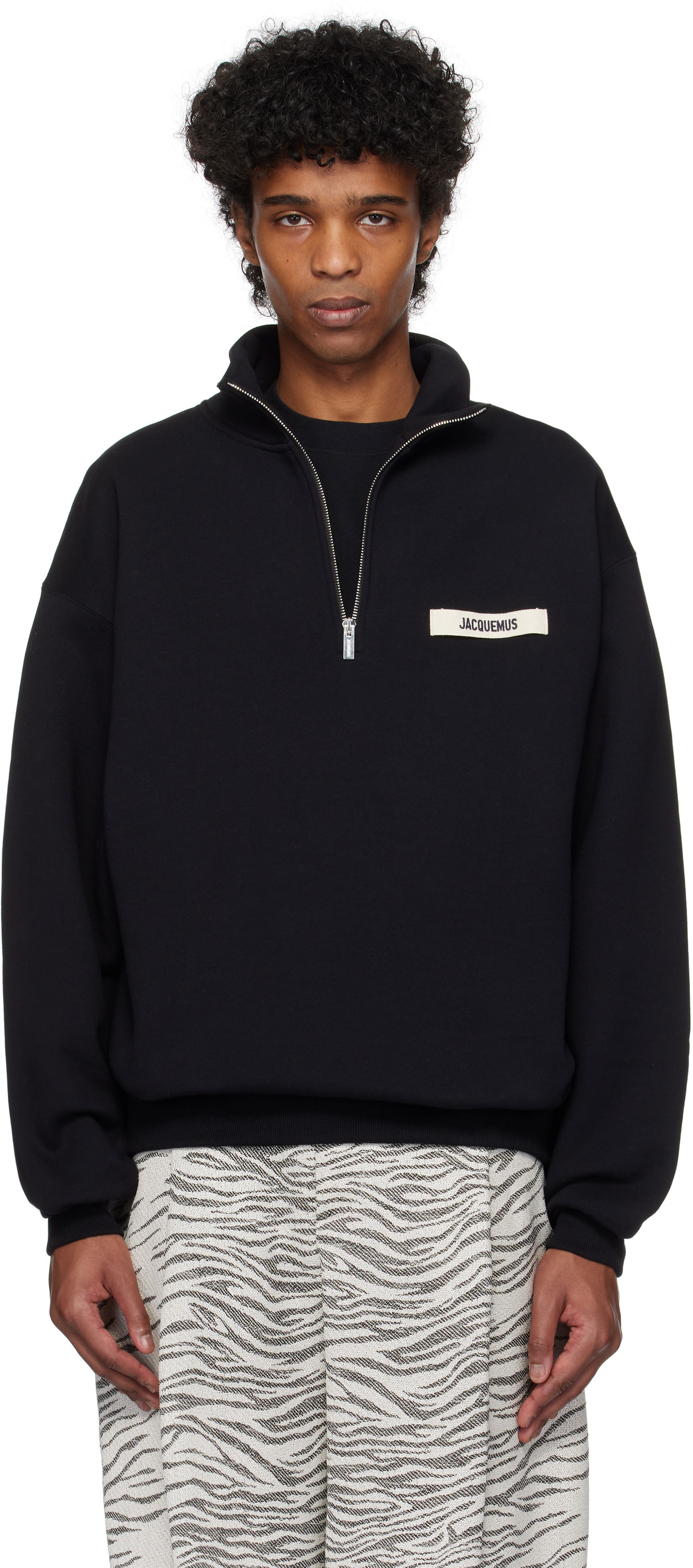 Sveter Jacquemus Jacquemus Gros Grain Zipped Rollneck Sweatshirt Čierna | 25E255JS283-2458, 0