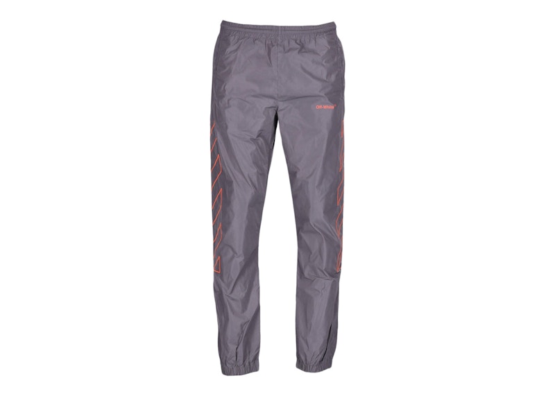 Tepláky Off-White Diagonal Outline Track Pants Dark Grey/Orange Šedá | OMCJ015S23FAB0010720