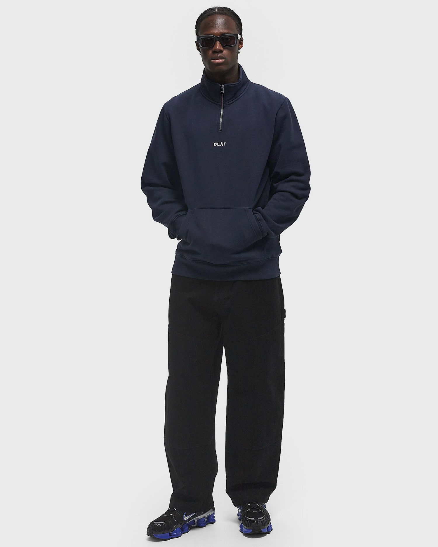 Sveter ØLÅF Olaf Block Zip Mock Neck Sweatshirt XL Navy | M200201-NAVY, 1