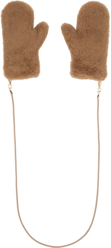 Rukavice Max Mara Max Mara Ombrat2 Faux Fur Mittens Hnedá | 2524566052600, 1