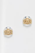 Two-Tone Crest Stud Earrings