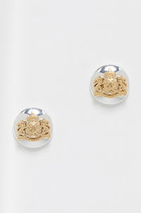 Two-Tone Crest Stud Earrings