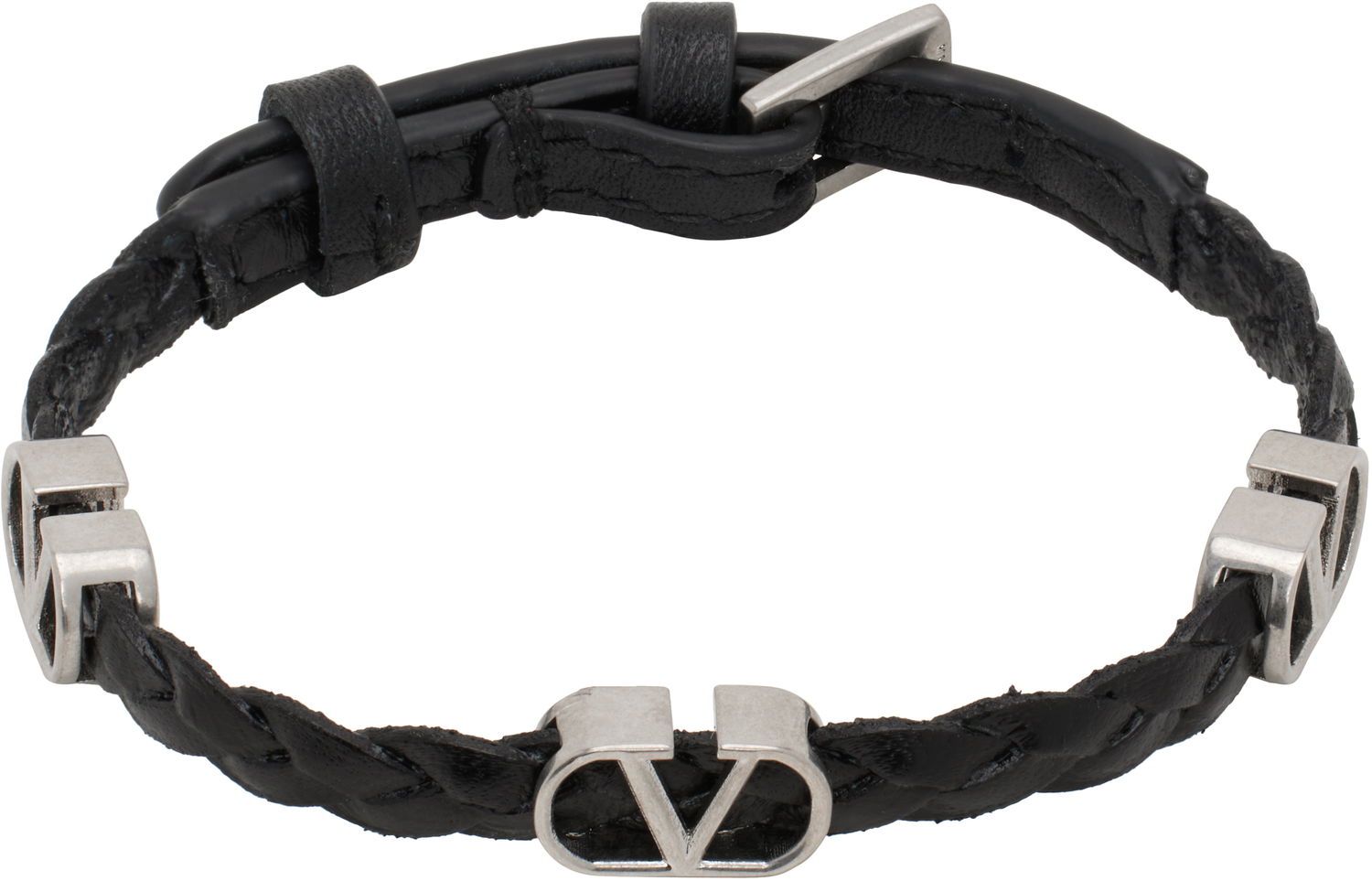 Náramok Valentino Valentino Garavani VLogo Signature Braided Calfskin Bracelet Čierna | 6Y2J0S50QGP, 0