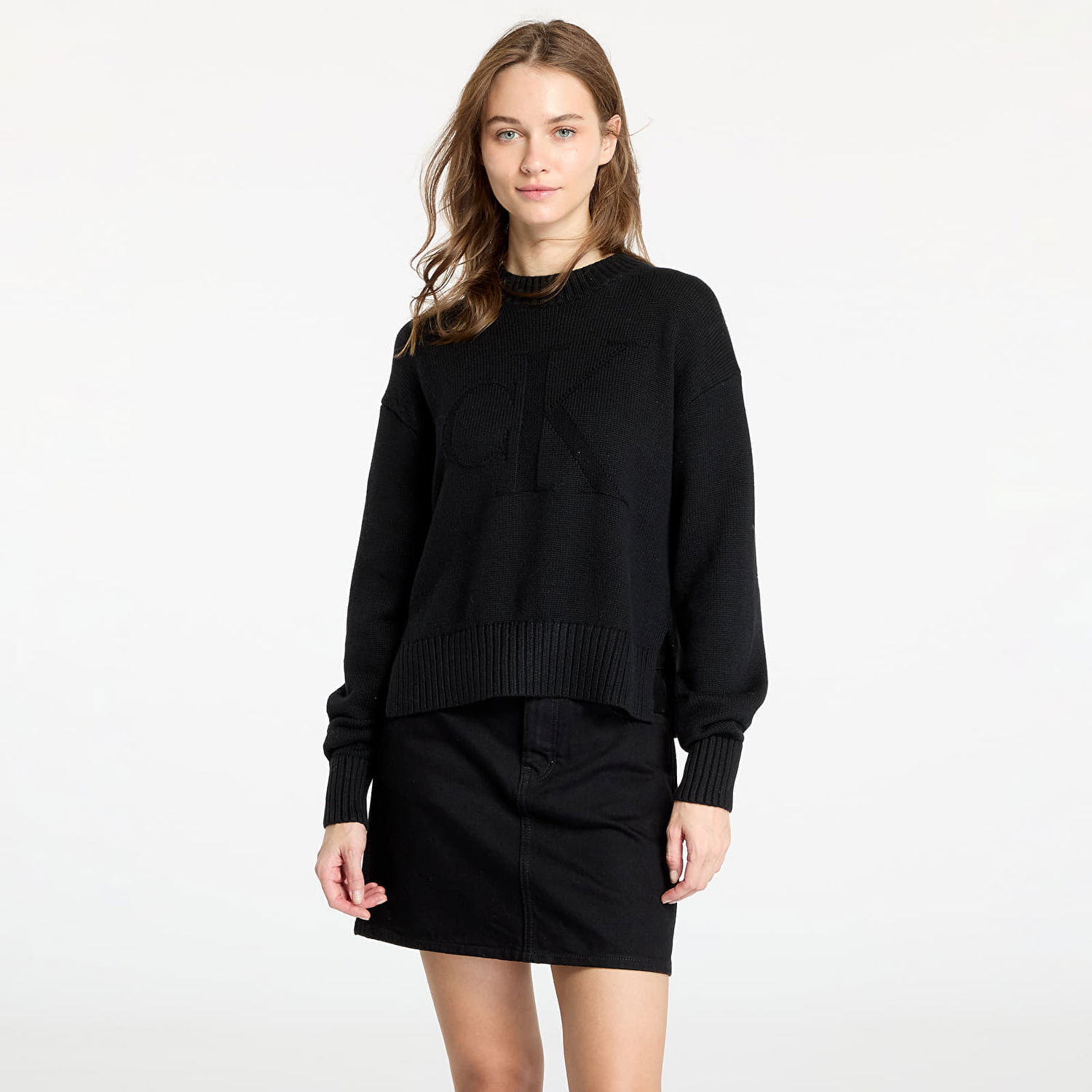 Sveter CALVIN KLEIN Intarsia Loose Sweater Black Čierna | J20J224224 BEH, 0