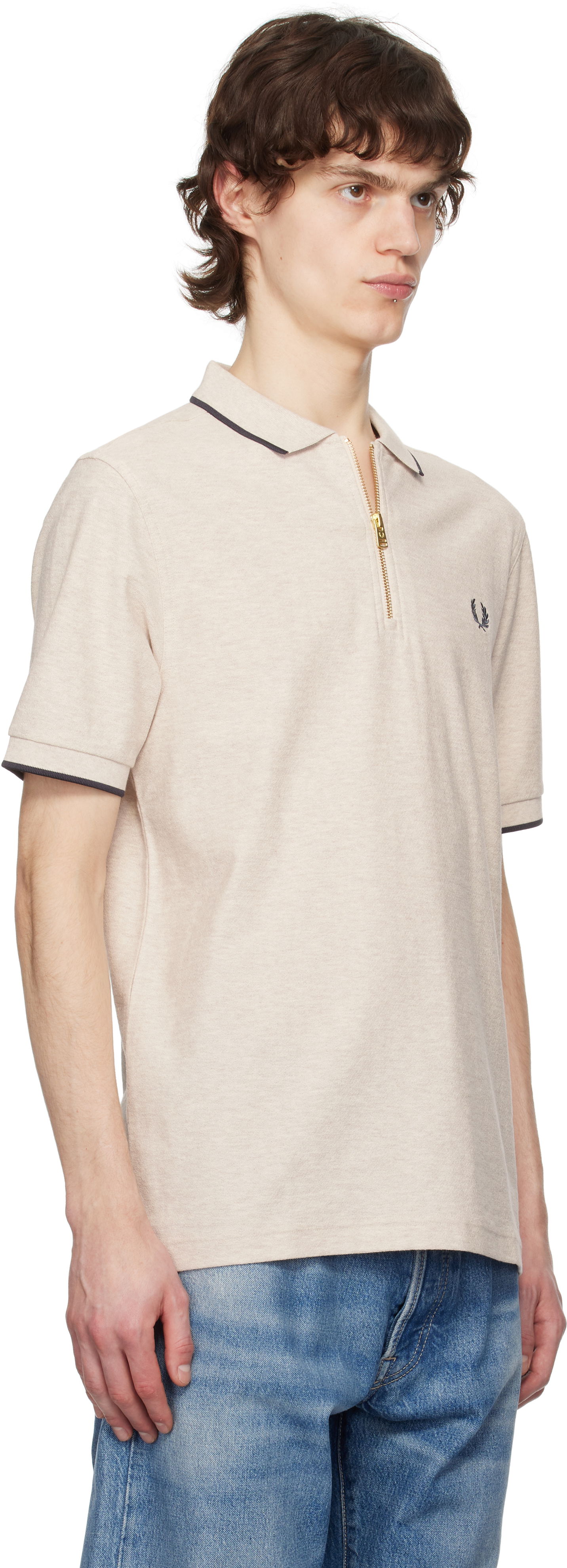 Polo tričko Fred Perry Fred Perry Crepe Piqué Zip Neck Polo Béžová | M7729, 1