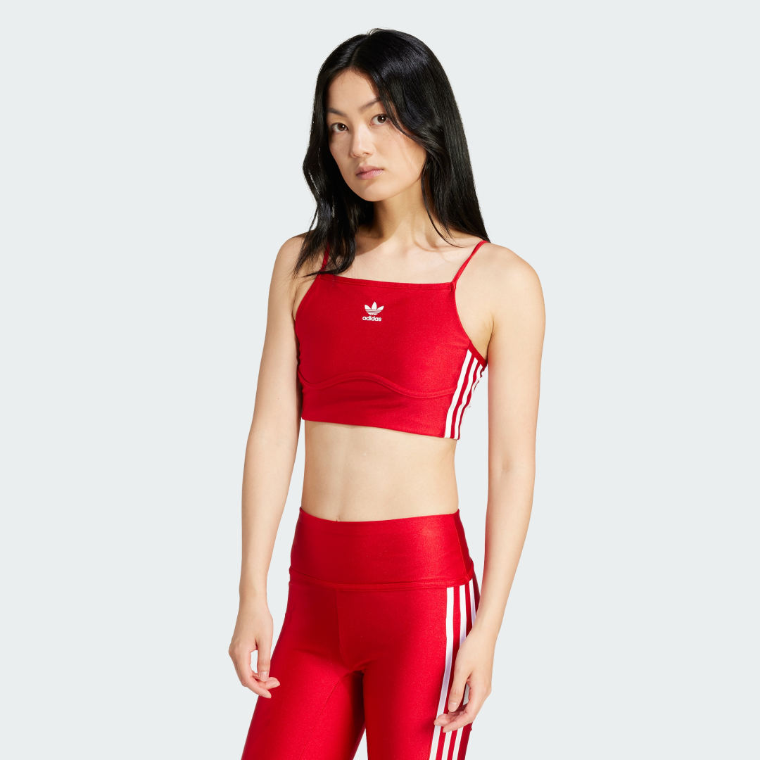 Podprsenka adidas Originals Top 3-Stripes Bra Červená | IN8359, 0