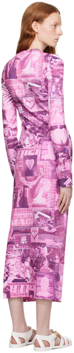 Šaty Moschino Moschino Jeans Graphic Maxi Dress Ružová | 0420 8254, 2