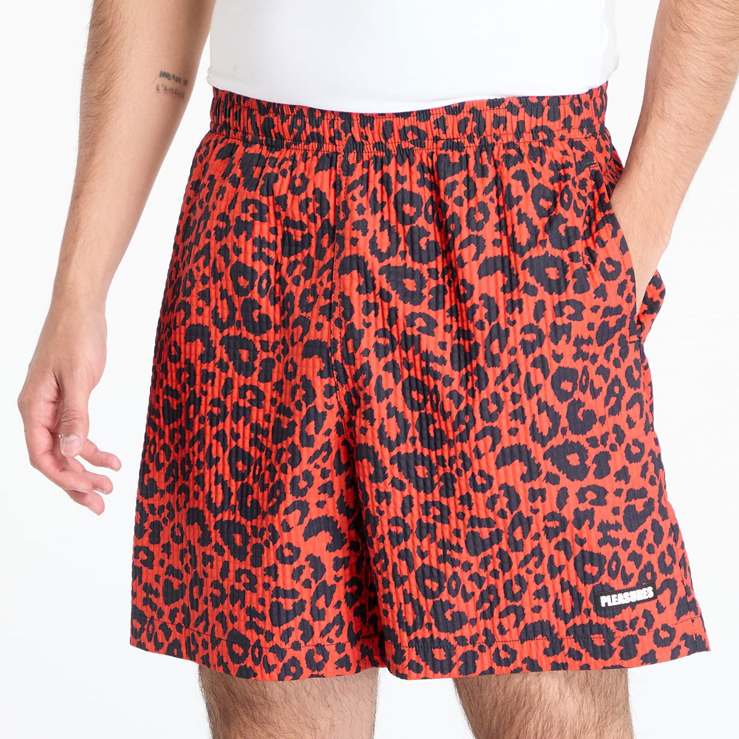 Šortky Pleasures Pleasures Leopard Active Shorts Červená | P25SU033 RED, 1