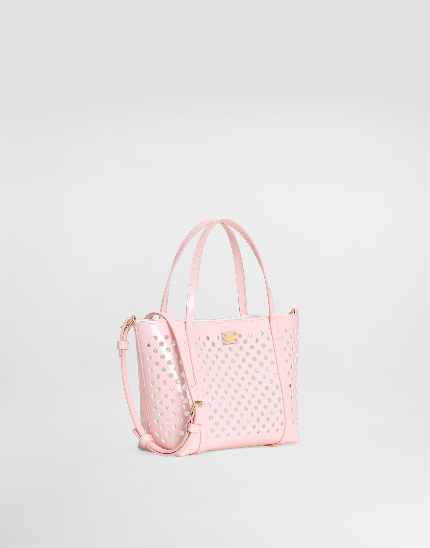 Taška cez rameno Dolce & Gabbana Dolce & Gabbana Perforated Patent Leather Shoulder Bag Ružová | EB0263AU2148B405, 1