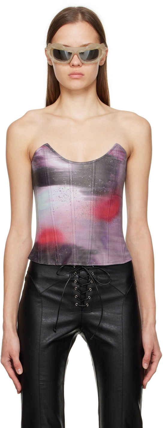 Tielko Miaou Miaou Leia Print Corset Top Fialová | 7010PPUMOP, 0