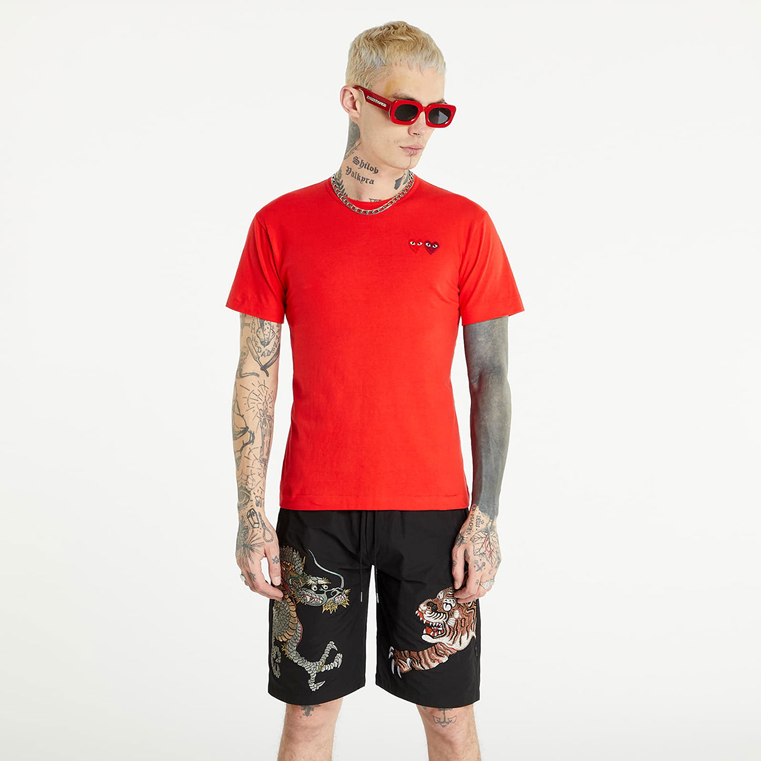 Tričko Comme des Garçons PLAY Double Heart Tee Červená | AZT226 red, 1