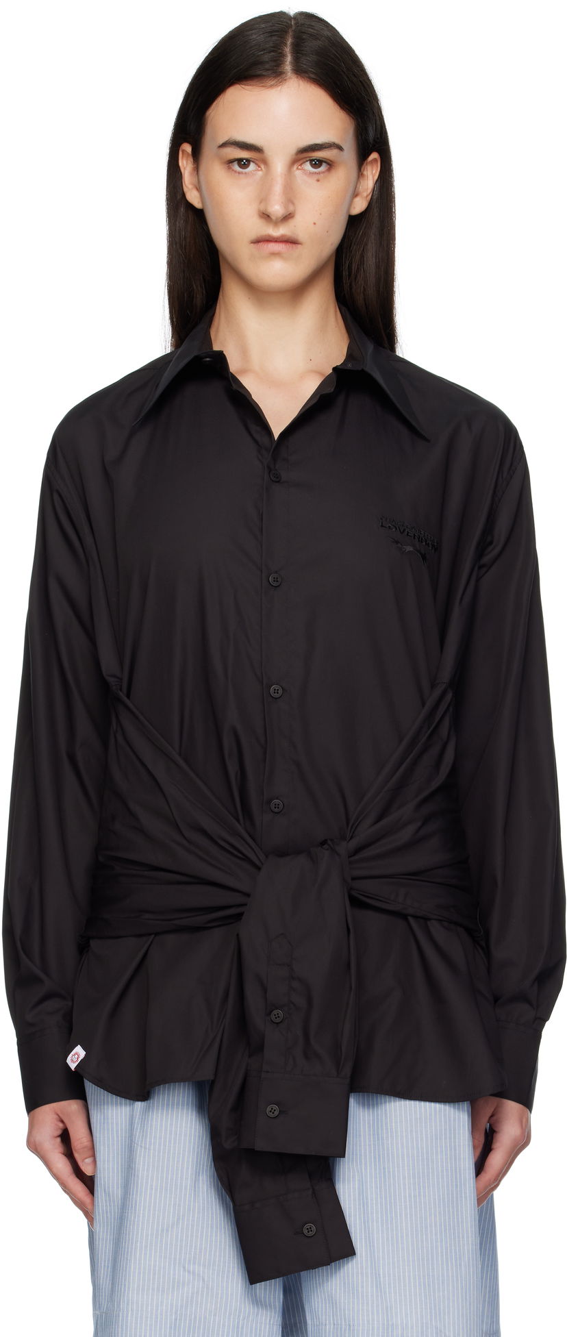 Košeľa Charles Jeffrey Loverboy Charles Jeffrey LOVERBOY Hug Tie-Waist Shirt Čierna | 52070401