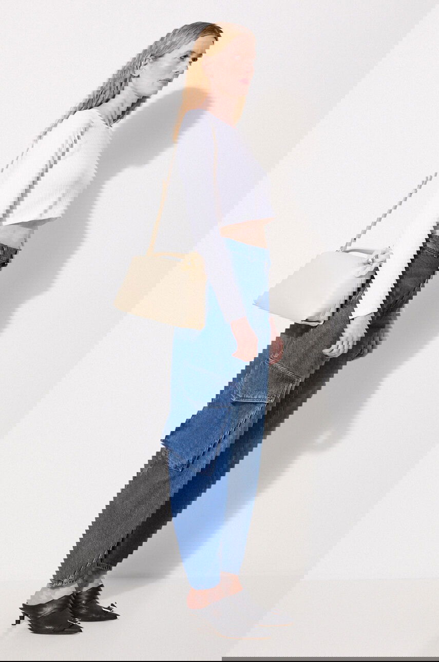 Crop Top JW Anderson JW Anderson Ribbed Cropped Anchor Embroidery Longsleeve Top Biela | JO0211.PG1501.001, 1