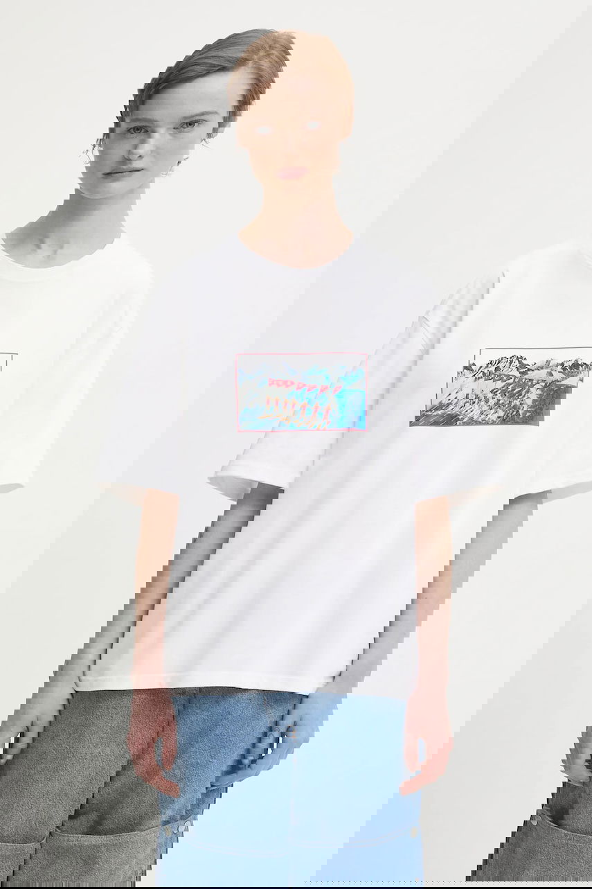 Tričko Fiorucci Winter Waterskiing Print Boxy Cotton T-shirt Biela | W25FWJTS003CJ01WH01, 0