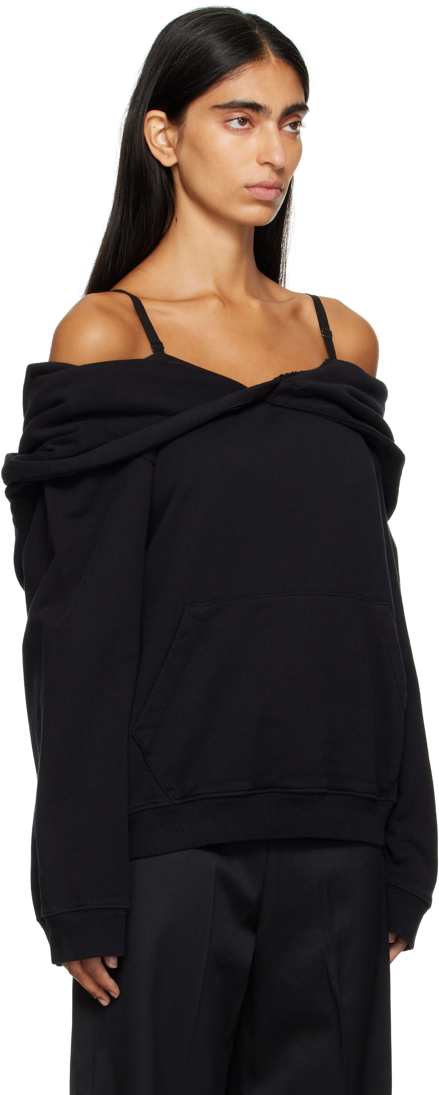 Mikina Maison Margiela MM6 Maison Margiela Off-The-Shoulder Hoodie Čierna | S52GU0244 M25014, 1
