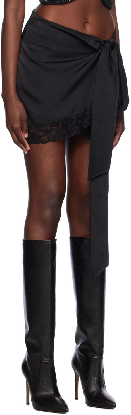 Wrap Lace Trim Mini Skirt