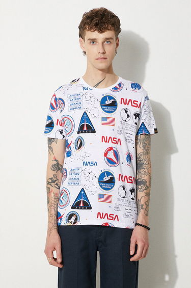 Tričko Alpha Industries x NASA T-Shirt With Print Biela | 116503.09, 0