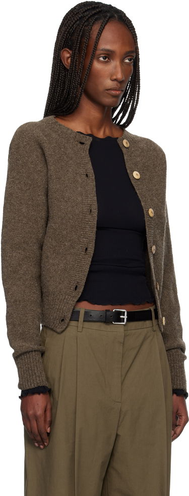 Sveter Baserange Tier Knitted Round-Neck Cardigan Hnedá | PUTC-MW-WI25, 1