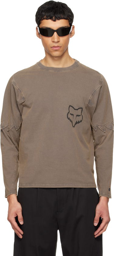 Tričko KIKO KOSTADINOV Kiko Kostadinov Fox LAB Edition Distressed Paneled Long Sleeve T-shirt Hnedá | 36885-103, 0