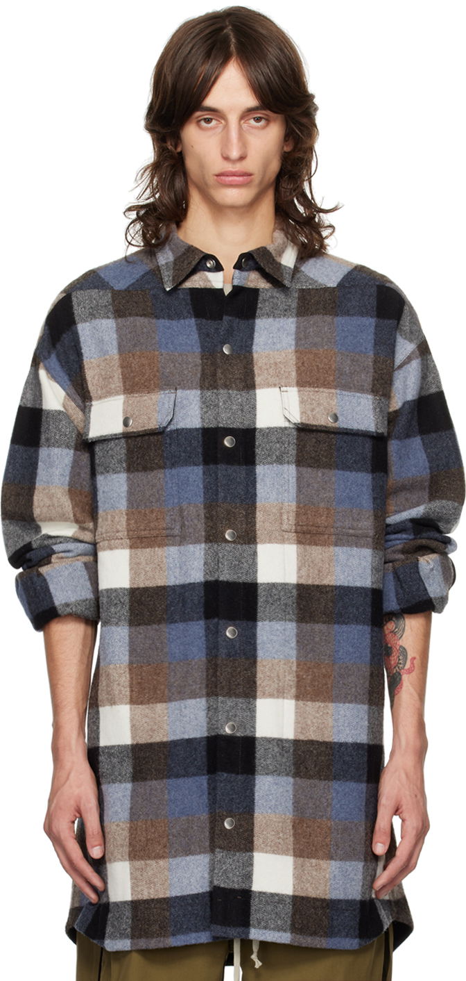 Košeľa Rick Owens Blue Porterville Oversized Shirt Čierna | RU02D6728 WLDP, 0