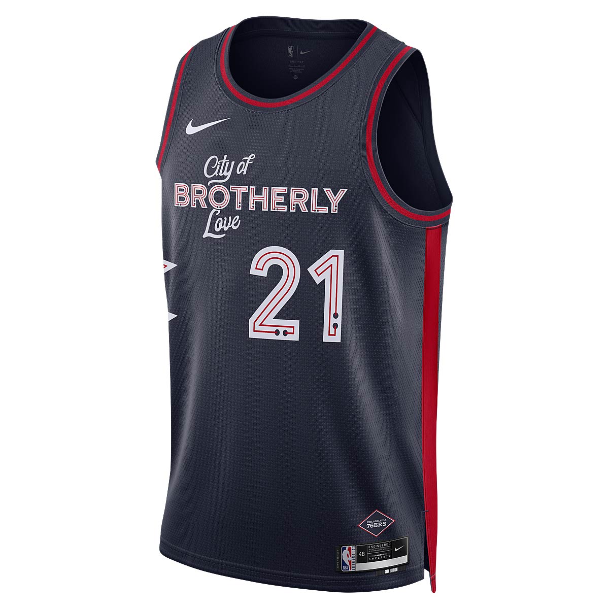 Dres Nike NBA PHILADELPHIA 76ERS DRI-FIT CITY EDITION SWINGMAN JERSEY JOEL EMBIID Navy | DX8515-420, 1