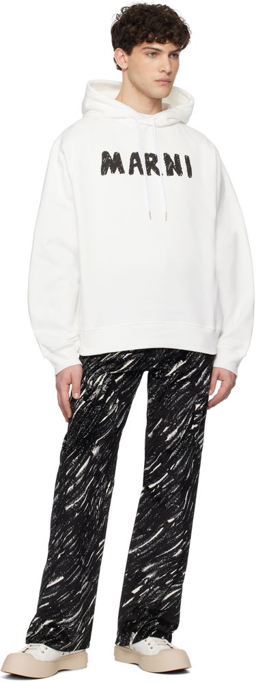 Mikina Marni Marni Crayon Logo Print Organic Hoodie Biela | FUMU0137P2 USCX25, 3