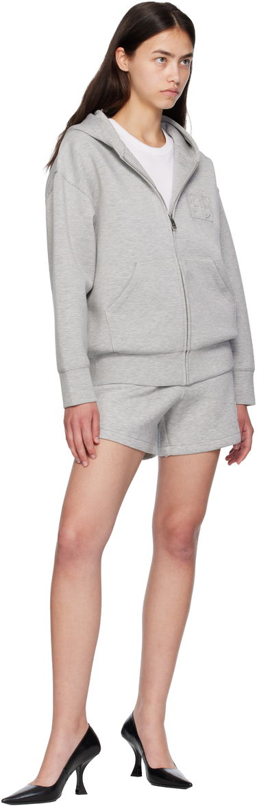 Mikina Anine Bing ANINE BING Bond Zip Up Framed Monogram Hoodie Šedá | A-08-10742-GRY1, 3