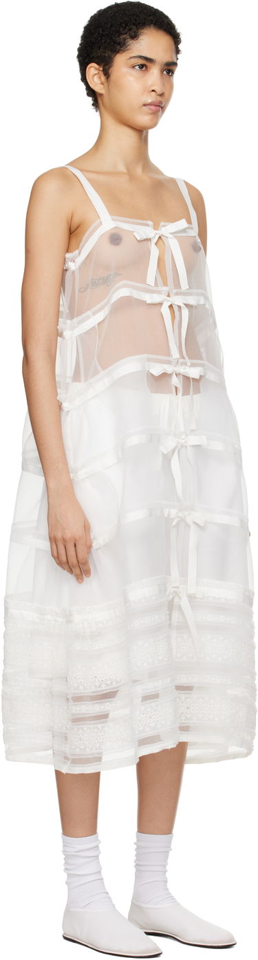 Šaty Comme des Garçons Comme Des Garçons Organdy Embroidered Midi Dress Biela | TN-A003-051, 3