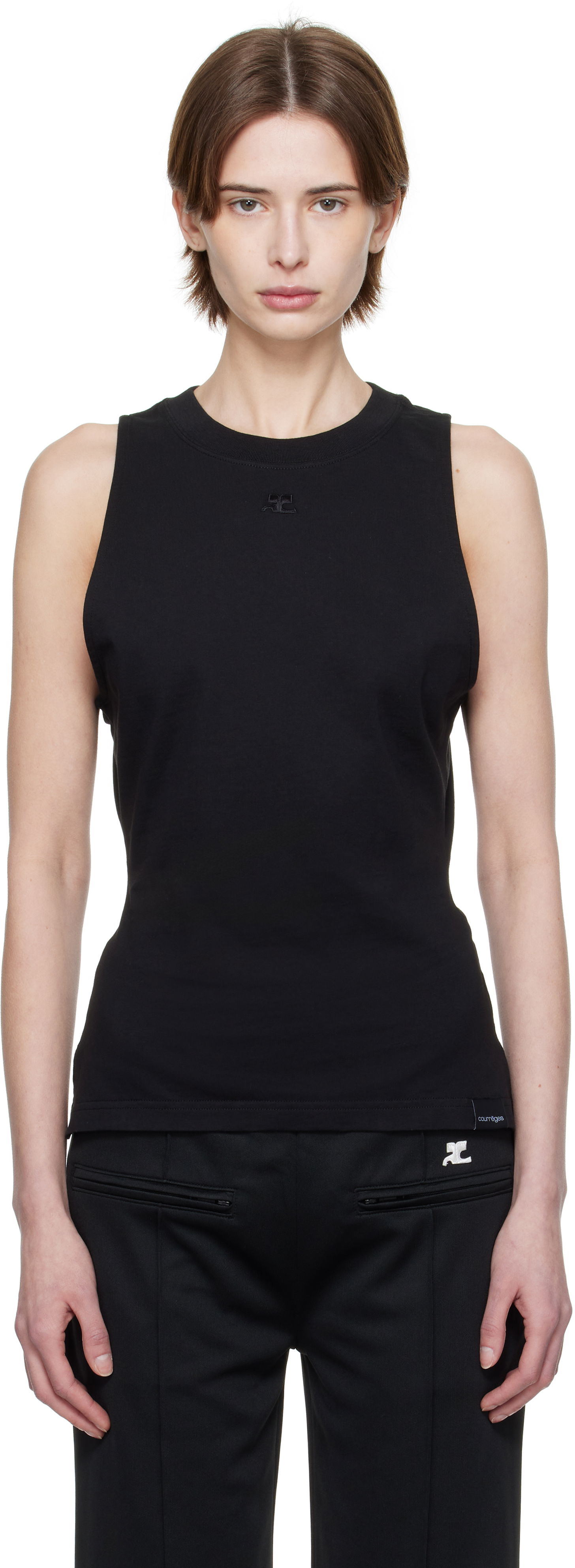 Tielko Courrèges Courrèges Fitted Tank Top Čierna | 125JDE094JS0107, 0