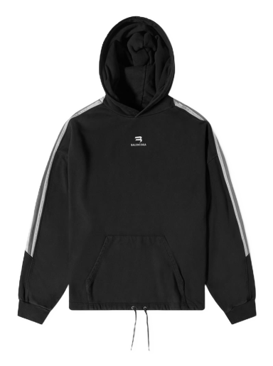 Mikina Balenciaga Sporty Side Stripe Oversized Hoody Čierna | 704023-TMVG2-3869