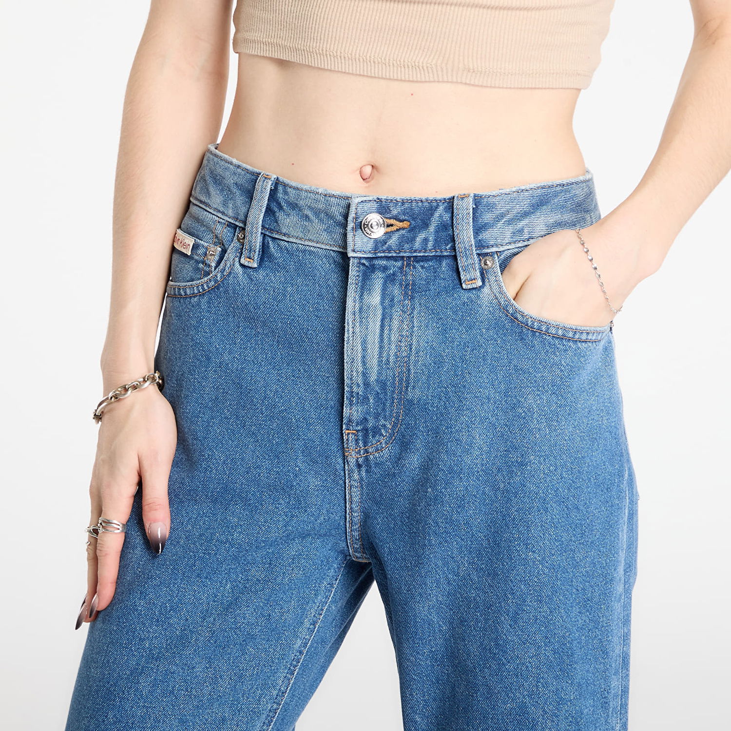 Džínsy CALVIN KLEIN Calvin Klein 90S Distressed Knee Straight Jeans Modrá | LV047E609G VLC, 1