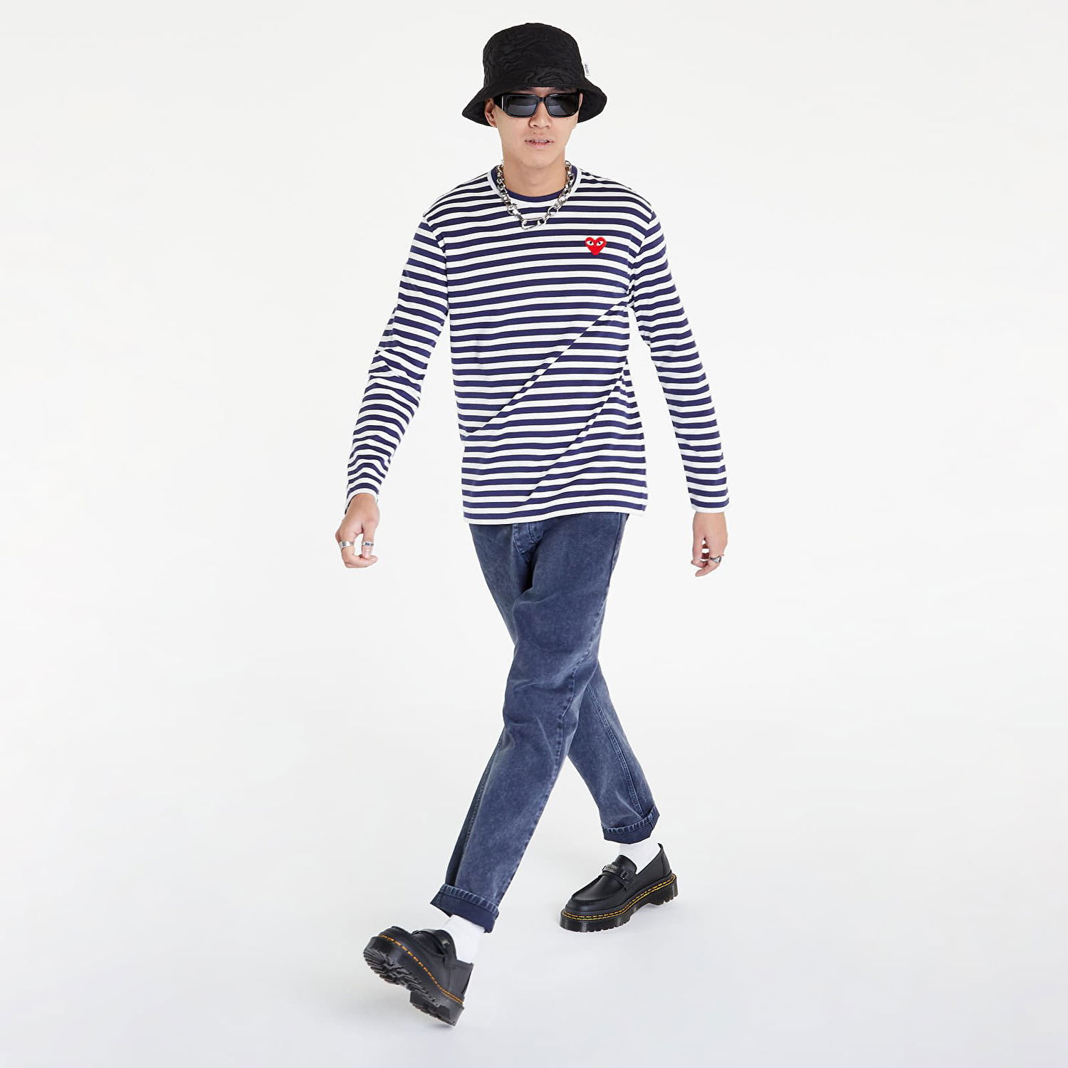Tričko Comme des Garçons PLAY Long Sleeve Tee Navy | AZT010 navy, 0