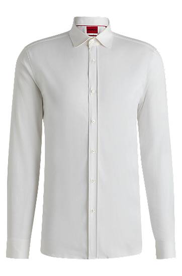 Košeľa BOSS Extra-Slim Fit Stretch Cotton Satin Shirt Biela | 50539721, 0