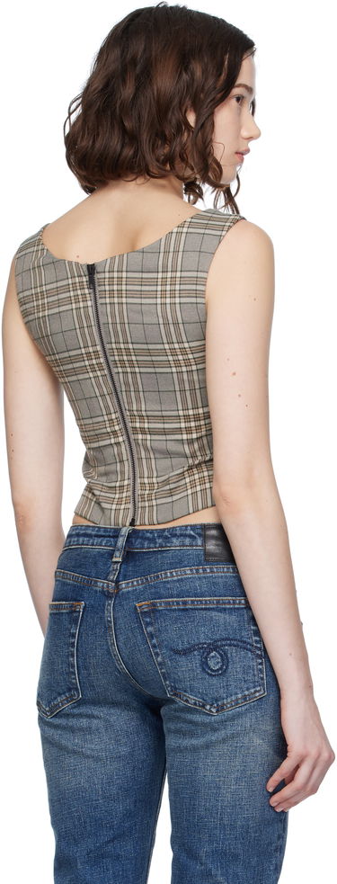Tielko Miaou Miaou Imogene Plaid Sleeveless Top Béžová | 7023PLWPLD, 2