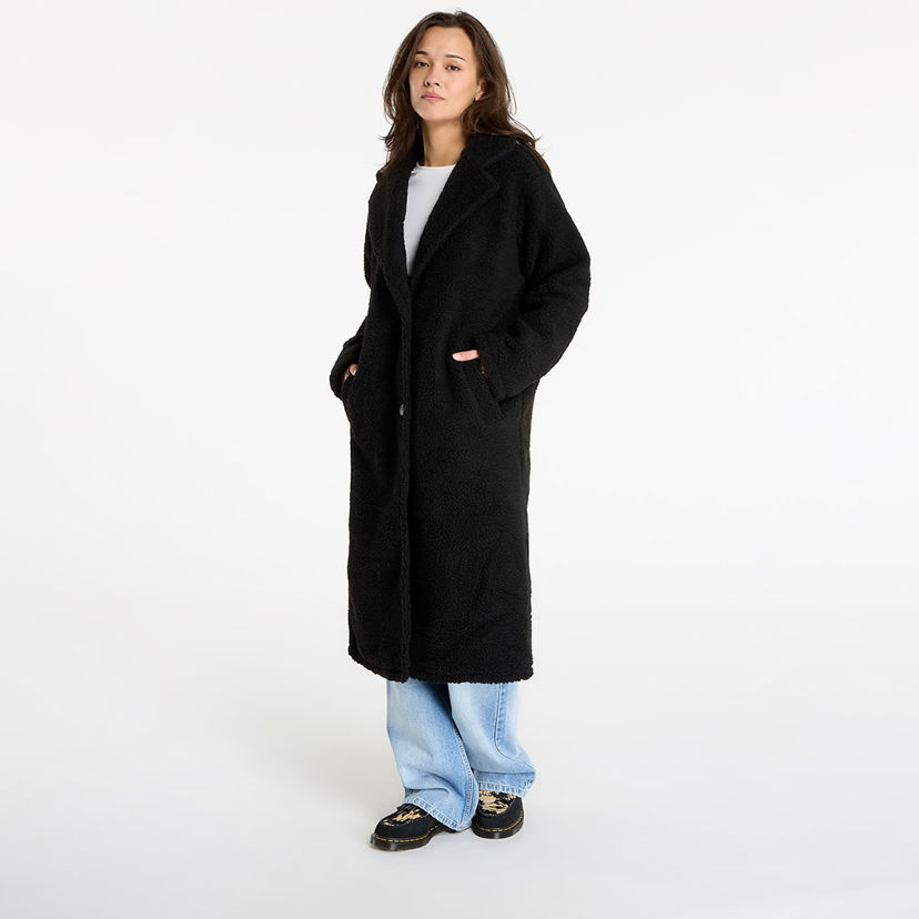 Kabáty Urban Classics Teddy Long Coat Čierna | TB7936-00007