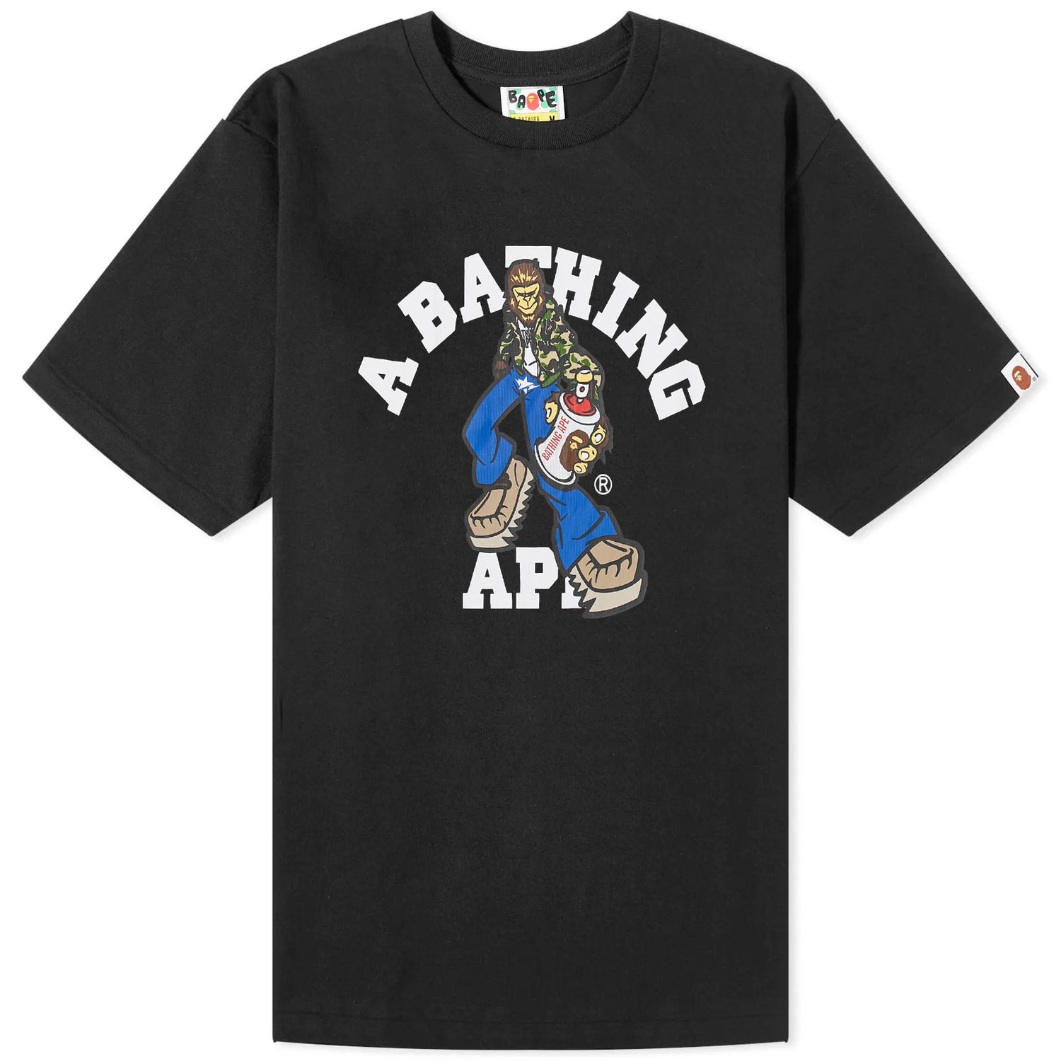 Tričko BAPE A Bathing Ape Graffiti Character College T-Shirt Čierna | 001TEK301331M-BLK, 0