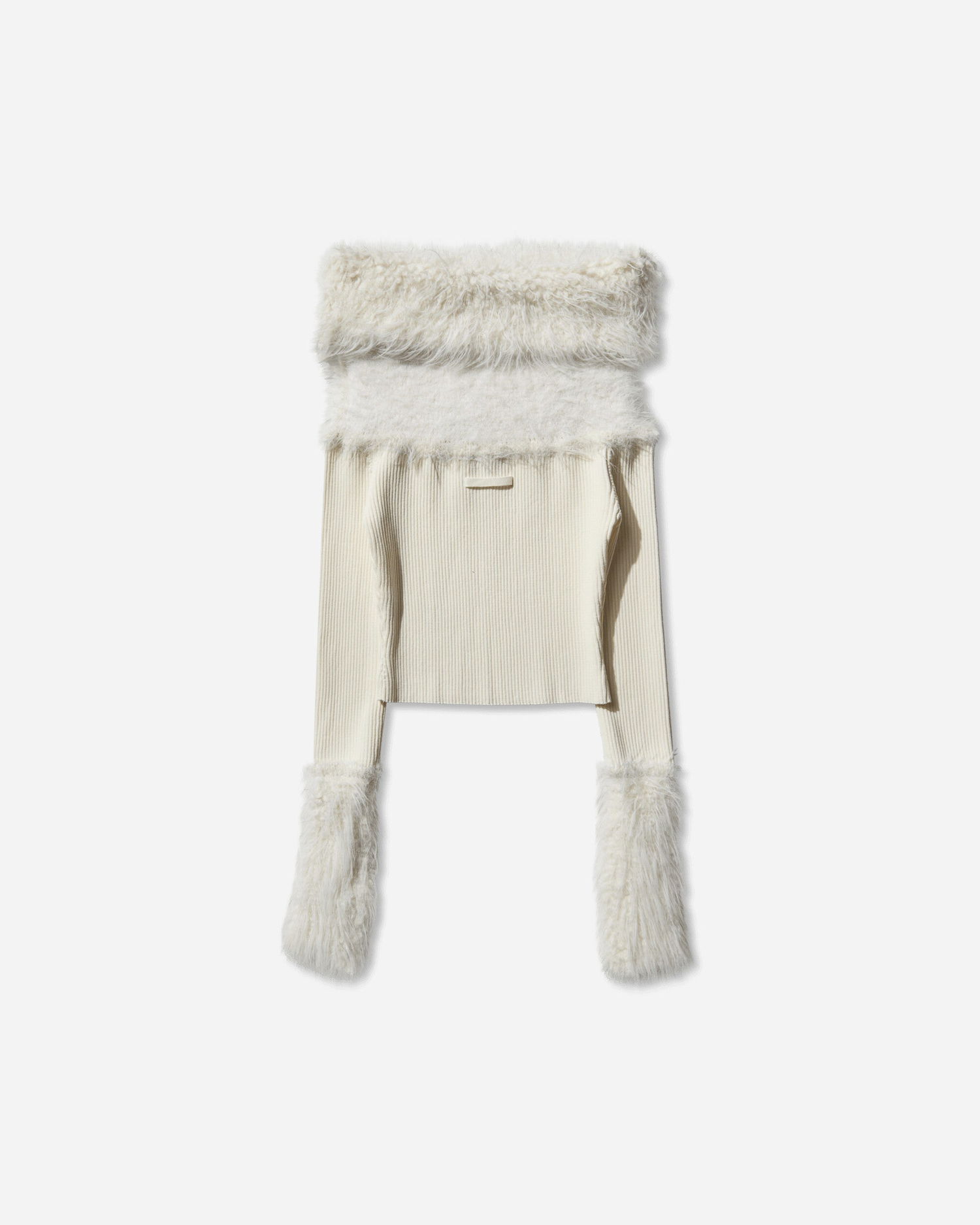 Sveter Jean Paul Gaultier Off-Shoulder Faux Fur Trimmed Sweater Biela | 2503WPO018K005 03, 0